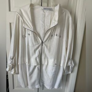 Zenergy by Chico’s White Hoodie Zip Up Jacket Size 3